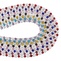 (52) Непрозрачная лаванда 16 ярды 8 цвета железные цепочки со стразами, с абс пластмассовой имитационной жемчужиной, серебряные, разноцветные, 2.5x2x2 мм, 2 ярды / цвет