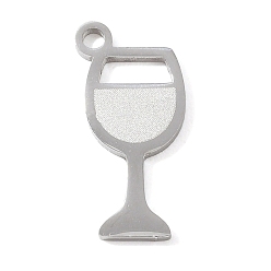 Couleur Acier Inoxydable Pendentifs en acier inoxydable, marque-verres à vin, poli à la main, couleur inox, 304mm, Trou: 20x9x1.4mm