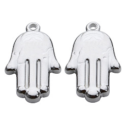 Hamsa Hand Подвески из нержавеющей стали, не тускнеющие, цвет нержавеющей стали, хамса рука, 20x12 мм, 10 шт / комплект
