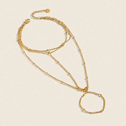 Oro 304 Pulseras de anillos multicapa de acero inoxidable para mujer, dorado, 6.89 pulgada (17.5 cm)