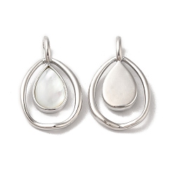 Платина Латунные подвески, с оболочкой, слезинки, платина, 21x13x3~5 мм, отверстие : 3.4x2.7 мм