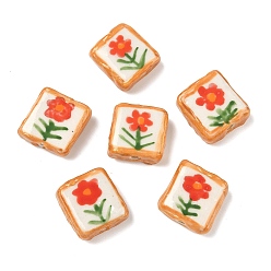 Оранжево-Красный Фарфоровые бусины ручной работы, бусины ручной работы, квадратные с цветком, с эмалью, оранжево-красный, 18~19x16~18x6~7 мм, отверстие : 1.2~1.8 мм
