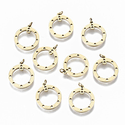 Echt 14 k vergoldet 304 Edelstahl Kronleuchter Komponente Links, mit Ringe springen, Laserschnitt, runden Ring, echt 14 k vergoldet, 13.5x12x1 mm, Sprungring: 3x0.4 mm, 2.2 mm Innen Durchmesser