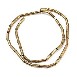 Светло-Золотое Покрытие Гальванические бусины из натуральной лавы, колонка, свет позолоченные, 9x3 мм, отверстие : 1 мм, около 43 шт / нитка, 15.75'' (40 см)