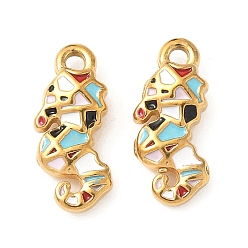 Sea Horse 304 нержавеющей стальной эмали подвески, ионное покрытие (ip), золотые, морской конек, 15.5x7x3.5 мм, отверстие : 1.6 мм