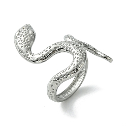 Stainless Steel Color Non-Tarnish 304 Stainless Steel Open Cuff Ring, Snake, Stainless Steel Color, US Size 7 1/4(17.5mm)