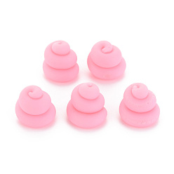 Pink Handmade Polymer Clay Beads, Half Drilled, Vortex Shaped, Pink, 11~13x12.5~13.5mm, Hole: 3mm