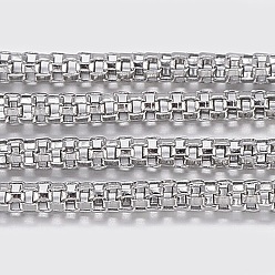 Нержавеющая Сталь Цвет Устойчивы к потускнению 304 фонарные цепи из нержавеющей стали, с катушкой, несварные, цвет нержавеющей стали, 2x2 мм, около 32.8 футов (10 м) / рулон