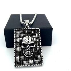 Нержавеющая Сталь Цвет Винтажный панк 304 подвеска-медальон в виде черепа из нержавеющей стали для мужчин, не тускнеет, цвет нержавеющей стали, 23.62 дюйм (60 см)