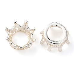 Посеребрённый Корона латунь бисер, без кадмия, без никеля и без свинца, 925 серебро покрытием, 6x3 мм, отверстие : 3 мм