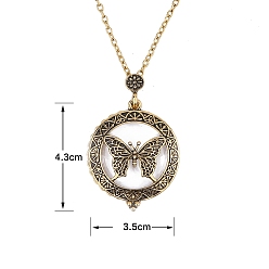 Бабочка Ожерелье с увеличительным кулоном из сплава и стекла для женщин, бабочка, 25.20 дюйм (64 см)
