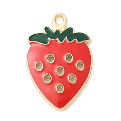 Золотой Подвески из сплава eanmel, клубника, золотые, 28x18.5x2 мм, отверстие : 2 мм