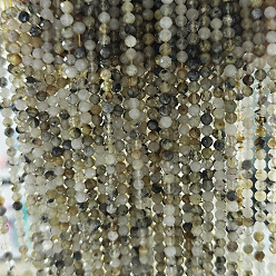 Rutilated Кварц Природные Rutilated кварцевые нити бисера, граненые, круглые, 4~4.5 мм, отверстие : 0.7 мм, около 88~107 шт / нитка, 14.80~15.59'' (37.6~39.6 см)