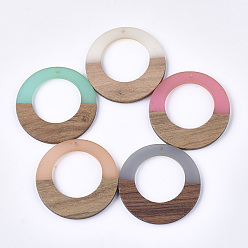 (52) Непрозрачная лаванда Подвески из смолы и ореха, кольцо, разноцветные, 49x4 мм, отверстие : 2 мм