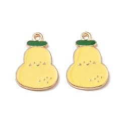 Pear Подвески из эмали и сплава, фруктовое очарование, без свинца и без кадмия, золотой свет, груша, 21.5x15x1.5 мм, отверстие : 1.5 мм