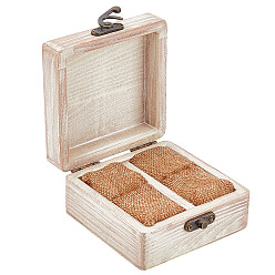 Antique White Wooden Finger Ring Box, with Lock, Flip Boxes, Rectangle with Word Mr & Mrs, Antique White, 10.7x10.05x5.1cm
