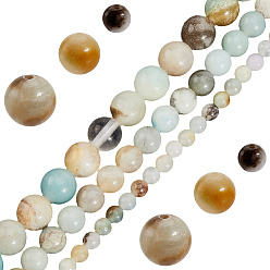 Flower Amazonite 3нити 3 стили натуральные цветочные бусины из амазонита нити, круглые, 4~8 мм, отверстие : 0.8~1 мм, 1 прядь / стиль