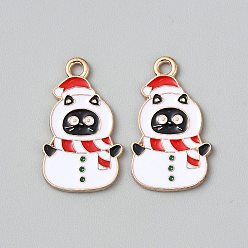 Снеговик Подвески из сплава и эмали с рождественской тематикой кошек, снеговик, 25x15x1 мм, отверстие : 2 мм