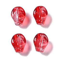 Красный Краски для выпечки стеклянные бусины, череп, красные, 10x8x7.5 мм, отверстие : 1 мм