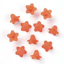 Light Coral Transparent Acrylic Beads, Frosted, Flower, Light Coral, 17.5x12mm, Hole: 1.5mm, about 770pcs/500g