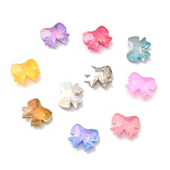Mixed Color Mocha Style K9 Glass Rhinestone Cabochons, Flat Back & Back Plated, Faceted, Bowknot, Mixed Color, 10.5x12x4mm