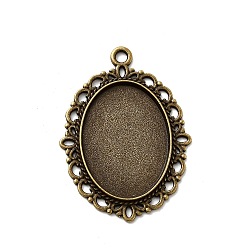 Античная Бронза Подвески для кабошонов  & стразов, цинковый сплав, DIY фурнитура для ювелиных изделий, без кадмия, без никеля и без свинца, овальные, античная бронза, лоток : 25x18 мм, 39x29x2 мм, отверстие : 2 мм