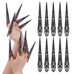 Черный 20шт. железные насадки для ногтей, накладной гвоздь, Кольца-коготь для костюмов косплея на Хэллоуин, чёрные, 122x16x19 мм