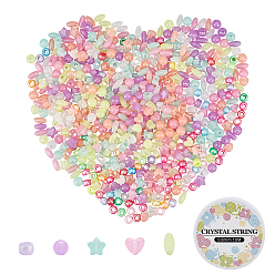 Colorful DIY Children's Day Gift Stretch Bracelets Making Kits, include Plastic Beads and Elastic Crystal Thread, Mixed Shapes, Colorful, Beads: about 600pcs/set