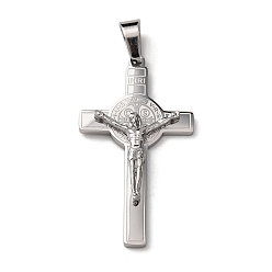 Нержавеющая Сталь Цвет 304 подвески-кресты из нержавеющей стали с изображением Иисуса, цвет нержавеющей стали, 37.5x21x4.5 мм, отверстие : 4x7.5 мм