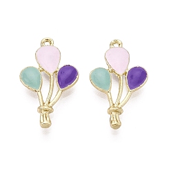 Colorful Alloy Pendants, with Enamel, Balloon, Light Gold, Colorful, 22.5x13x3.5mm, Hole: 1.2mm