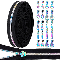 Rainbow Color 20шт. 10 варианты #5 и #3 сменные бегунки молнии из цинкового сплава, с 10 ярдами ПВХ закрытой молнии, для багажа чемодан рюкзак куртка сумки пальто, Радуга цветов, 4.4x1.35x0.95 см, 2 шт / стиль