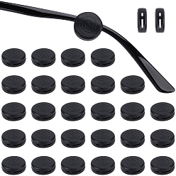 Черный 48шт. силиконовые заушники для очков, противоскользящий держатель, плоско-круглые, чёрные, 13.5x5.5 мм