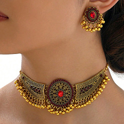 Oval Ожерелья и серьги из сплава со стразами для женщин, золотые, овальные, 450 мм