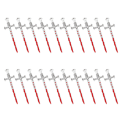 Красный 20шт хэллоуин подвески из сплава эмали, античное серебро, очарование меча, красные, 54.5x16x5 мм, отверстие : 2 мм