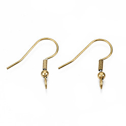 Real 18K Gold Plated 304 Stainless Steel Earring Hooks, Ear Wire, with Vertical Loop, Real 18K Gold Plated, 19~21x18mm, Hole: 2.5mm, 21 Gauge, Pin: 0.7mm