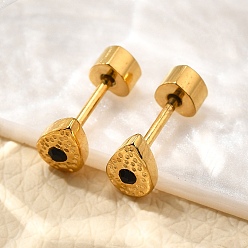 Папоротник Зеленый Ионное покрытие (ip) 304 серьги-гвоздики в форме капли из нержавеющей стали, со стразами, реальный 14 k позолоченный, Папоротник зеленый, 6x4 мм