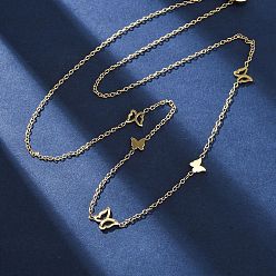 Настоящее золото 18K 304 ожерелья из нержавеющей стали в виде цепочек-бабочек, ионное покрытие (ip), реальный 18 k позолоченный, 16.14 дюйм (41 см) в длину + 55 удлинитель мм