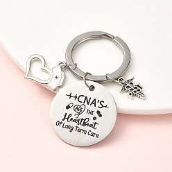 Нержавеющая Сталь Цвет 304 брелок из нержавеющей стали и сплава, с 304 кольцами из нержавеющей стали, сердце, цвет нержавеющей стали, 6 см, Кулон : 15~30 мм