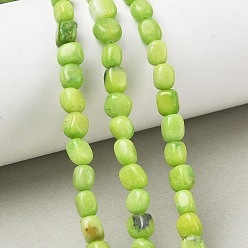 Pelouse Verte Teints naturels blanches perles de jade brins, nuggets, pierre tombée, pelouse verte, 5~6.5x5~6.5x4~5.5mm, Trou: 0.8mm, Environ 64~66 pcs/chapelet, 15.75'' (40 cm)