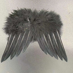 Черный Мини-кукла с перьями ангела и крыльями, с полиэфирной веревкой, Для изготовления кукол своими руками, реквизит для фотосъемки, украшения, аксессуары, чёрные, 140x180 мм