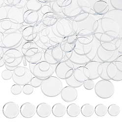 Прозрачный 200 шт 8 стили прозрачные стеклянные кабошоны, плоско-круглые, прозрачные, 8~30x2.5~4 мм