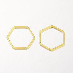 Золотой Латунные соединительные колечки, шестиугольник, стойки покрытие, золотые, 20x18x1 мм