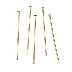 Настоящее золото 24K Латунные шпильки с плоской головкой, без свинца и без кадмия, реальный 24 k позолоченный, 25.5x0.8 мм, Руководитель: 2 mm