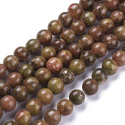 Унакит Природные Unakite бисер нитей, круглые, 6.5 мм, отверстие : 1.2 мм, около 61 шт / нитка, 15.16 дюйм (38.5 см)