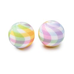 Tartan Экологически чистые силиконовые бусины пищевого качества с печатью, круглые, фокусные бусы, красочный, шотландка, 15 мм, отверстие : 2 мм