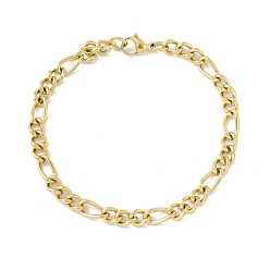 Золотой Вакуумное покрытие pvd 304 браслет из нержавеющей стали figaro chains для мужчин и женщин, золотые, 9-1/8 дюйм (23 см)
