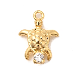 Tortoise Латунные микро проложить кубического циркония подвески, без никеля , реальный 18 k позолоченный, черепаха, 17x12x5 мм, отверстие : 1.6 мм
