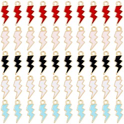 Mixed Color Alloy Enamel Pendants, Lightning, Golden, Mixed Color, 21x8x2mm, Hole: 1.8mm, 50pcs/box