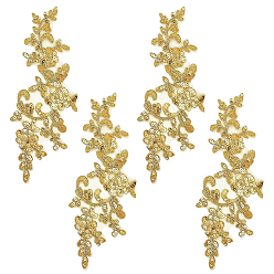 Gold 2Pairs Leaves Polyester Embroidery Ornaments Accessories, Lace Sequins Clothing Sew on Patches, Suitable for Wedding Dress, Performance Clothes, Gold, 240x100x1mm