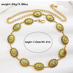 Oval Богемный стиль сплав геометрические звенья цепи талия живот цепи, античное золото , овальные, 1100 мм